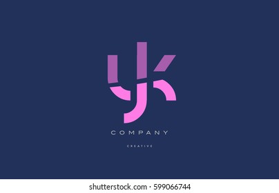 yk y k  pink blue pastel modern abstract alphabet company logo design vector icon template 