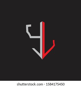 YL Abstract logo monogram with shield elements isolated on black background