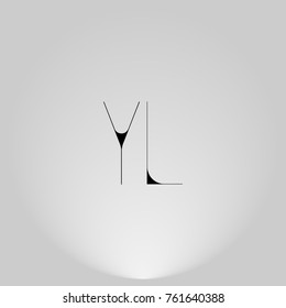 YL Black thin minimalist LOGO Design with Highlight on Gray background.