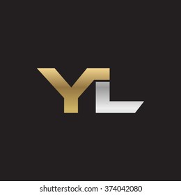 YL company linked letter logo golden silver black background