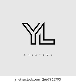 YL Creative Letter Logo – Minimal Line Monogram in Black Outline for Modern Branding Identity Design.