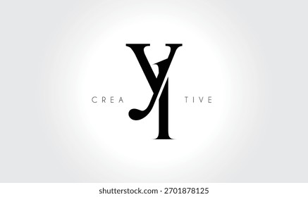 Logotipo elegante del monograma del serif de YL – Letra tipográfica minúscula de lujo para la marca moderna