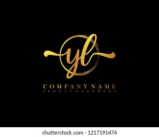 YL initial handwriting logo circle template vector