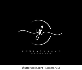 YL initial handwriting logo template vector