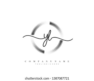 YL initial handwriting logo template vector
