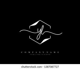 YL initial handwriting logo template vector