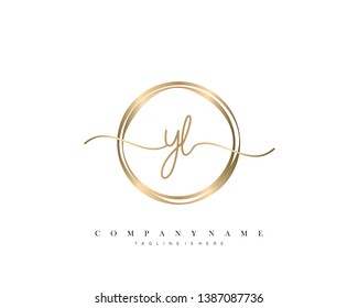 YL initial handwriting logo template vector