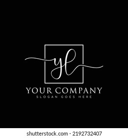 YL Escritura manual inicial vector de logotipo minimalista