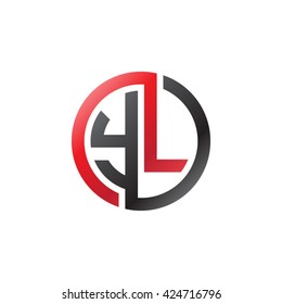 YL initial letters looping linked circle logo red black