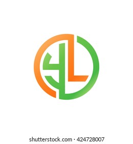 YL initial letters looping linked circle logo orange green