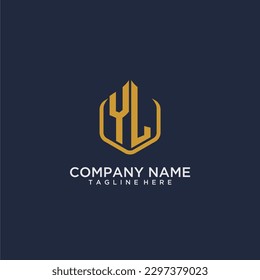YL initial monogram building logo for real estate with creative polygon style design