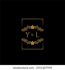 YL Initial Monogramm Dekoration für Hochzeit Logo mit kreativen quadratischen Linie