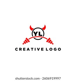 YL initial monogram for fitnes or gym logo with devil style design
