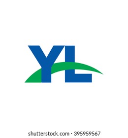 YL initial overlapping swoosh letter logo blue green