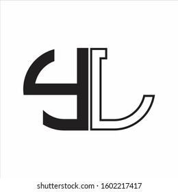 YL Letter logo monogram with oval shape negative space design template white background