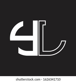 YL Letter logo monogram with oval shape negative space design template