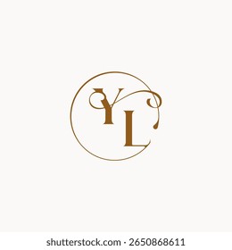 YL-Buchstabe luxuriöses Gefühl mit Fluss Kreis fließt Hochzeit Logo Monogramm eleganten Stil