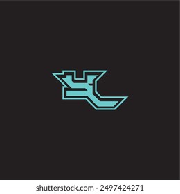 YL letter sporty and bold concept blue esport dynamic gaming monogram logo