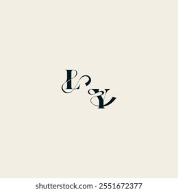 YL letter wedding monogram elegant fancy curve logo bold and hairline initial