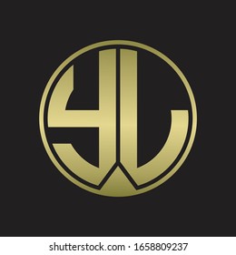 YL Logo monogram circle with piece ribbon style on gold colors