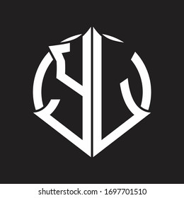 YL Logo monogram with emblem and circle rounded design template