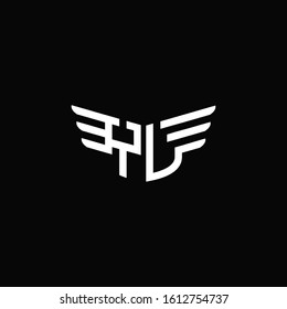 YL logo monogram emblem shape with wings style ribbon design template