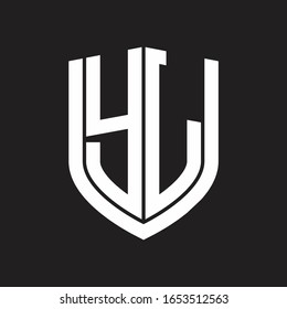 YL Logo monogram with emblem shield design isolated on black background