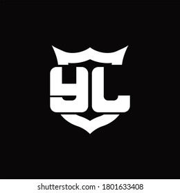YL Logo monogram with shield around crown shape design template