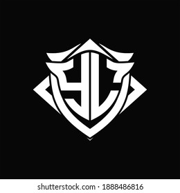 YL Logo monogram with shield and horn shape design template ON black background
