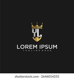 YL Luxusbrief Monogramm für Krone und Schild Logo Design