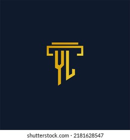 Logotipo inicial del monograma YL para la firma de abogados con diseño de hitos