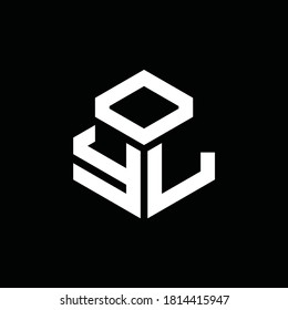 YL monogram logo with 3 cube style design template isolated on black background