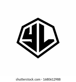 YL monogram logo with hexagon shape and line rounded style design template isolated on white background