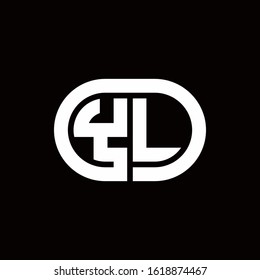 YL monogram logo with an oval style on a black background