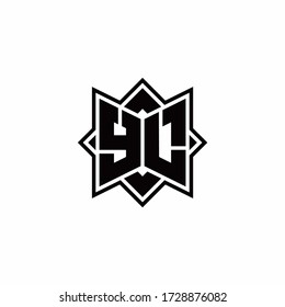 YL monogram logo with square rotate style outline design template