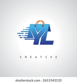 YL Shopping Monogram – Fast Delivery E-commerce Logo with Bag Icon and Digital Branding for Online Store, Retail and Logistic Identity
