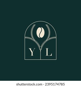 YL Unique and simple logo design combination of letters and coffee bean