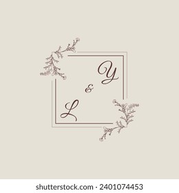 YL Hochzeits-Quadrat-Monogramm mit hochwertigem professionellem Design, das gut drucken wird