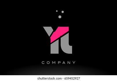 yl y l alphabet letter logo pink grey black creative company vector icon design template