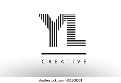 YL Y L Black and White Letter Logo Design with Vertical and Horizontal Lines.