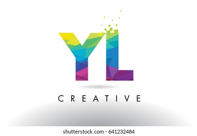 YL Y L Colorful Letter Design with Creative Origami Triangles Rainbow Vector.