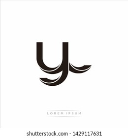 yl y l Initial Letter Split Lowercase Modern Monogram linked outline rounded logo