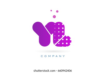 yl y l pink dots dotted letter logo alphabet creative company vector icon design template