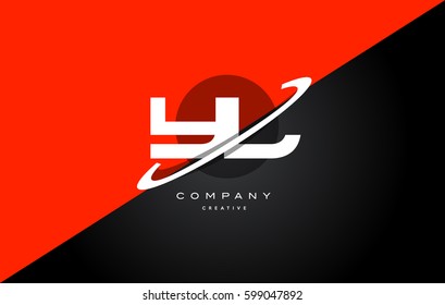yl y l  red black white technology swoosh alphabet company letter logo design vector icon template 