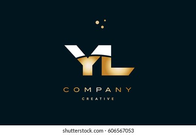 yl y l  white yellow gold golden metal metallic luxury alphabet company letter logo design vector icon template