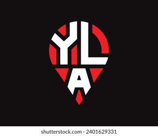 diseño de logotipo de la forma de ubicación de la letra YLA