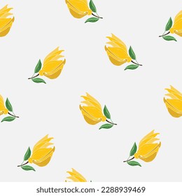 ylang ylang flower seamless pattern, yellow flower hand drawn pattern, for fabrics, wallpaper, background, wrapping paper