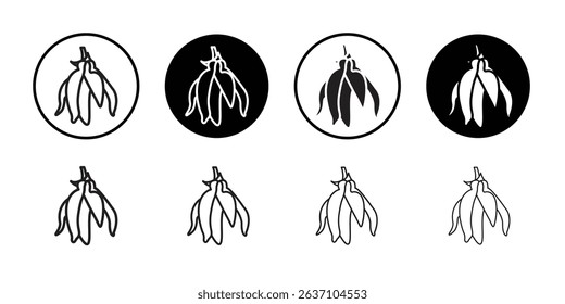 Ylang ylang icon Black line art vector logo set