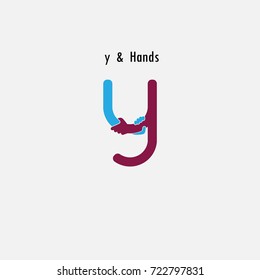 y-Letter abstract icon & hands logo design vector template.Business offer,partnership symbol.Hope,help concept.Support,teamwork sign.Corporate business & education logotype symbol.Vector illustration