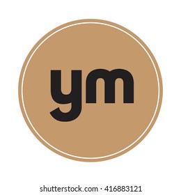 ym brown letters ,abstract background logo, design identity in circle, alphabet letter